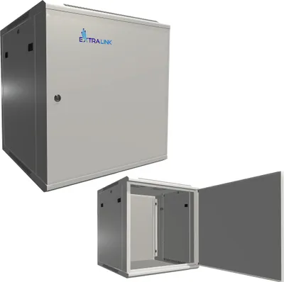 Produktbild von Extralink 12U 600x600 ASP Šedá Racková skříň namontovaná na zdi, dveře z ocelového plechu, plná