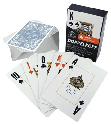 Produktbild von Doppelkopf Kartenspiel – 48 wasserfeste Spielkarten aus Kunststoff.Stil:Jumbo Index
