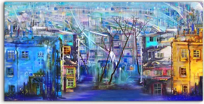 Produktbild von Coloray - Glasbild - 100x50 cm - Wandbild - Glasbilder - Kalter Nacht wind und Stadt Landschaft