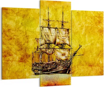 Produktbild von Bild auf Leinwand - Leinwandbild - Piratenschiff Ozean Schatz - 130x100cm - Wand Bild - Wanddeko - Leinwanddruck - Bilder - Kunstdruck - Wanddekoration - Leinwand bilder - Wandkunst - CB130x100-0523
