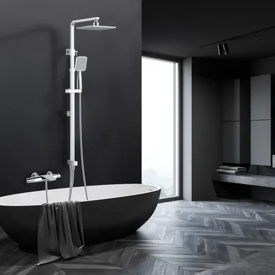 Produktbild von Trennbar Duschsystem Chrom mit Wasserfall Badewannenarmatur Duscharmatur Regendusche inkl. Handbrause Überkopfbrause Duschstange Duschset Dusche