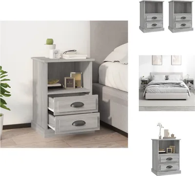 Obrázok produktu pre vidaXL Nočné stolíky 2 ks. Sivá Sonoma 43x36x60 cm - Nočné stolíky