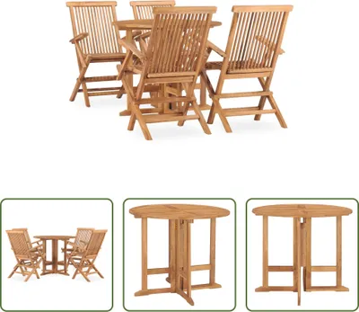 Produktbild von The Living Store 5-tlg. Garten-Essgruppe Klappbar Massivholz Teak