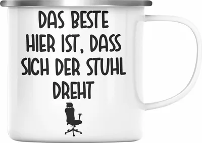 Produktbild von Trendation - Büro Emaille Tasse Lustiger Spruch Frau Männer Arbeit Emaille Emaille Tasse Kollegen Kollege Kollegin Geschenk (Silber)