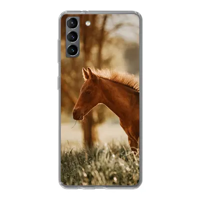 Produktbild von MuchoWow® Handyhülle Schutzhülle Hülle für Samsung Galaxy S21 Plus Pferd - Licht - Wiese Silikon Softcase Handy Hülle - Handy-Tasche