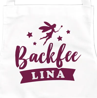 Produktbild von personalisierte Kinderschürze mit Namen Backfee Küchenschürze Backschürze Mädchen SpecialMe® weiß 3-6 Jahre