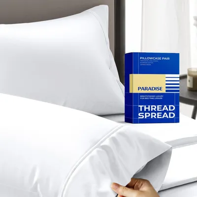 Productafbeelding van SPREAD Kussenslopen van 100% Egyptisch katoen King - Draaddichtheid 1000 witte kingsize kussenslopen set van 2, zachte koeling en ademend