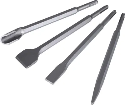 Produktbild von Meißel-Set SDS-Plus 4 teilig Kanalmeißel Breitmeißel  Spitzmeißel  Flachmeißel Stahl Meissel für Bohrhammer