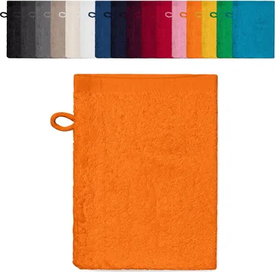 Produktbild von 10er PACK Waschhandschuhe 15x21 cm Waschlappen 100% Baumwolle, Farbe: Orange