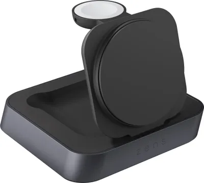 Produktbild von Zens Nightstand Charger Pro 2 - Kabelloses Ladegerät + AC-Netzteil - 20 Watt - Apple Fast Charge (wireless charging (15W)