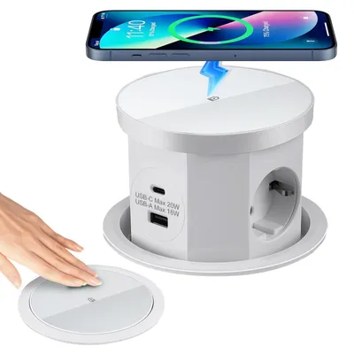 Obrázok produktu pre Zásuvka s možnosťou zapustenia, trojzásuvková s 1 USB-C, 1 USB-A, s káblom 1,5 m