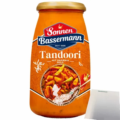 Produktbild von Sonnen Bassermann Tandoori Sauce mit Paprika (520g Glas) + usy Block