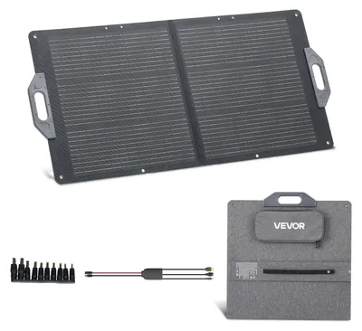 Produktbild von VEVOR 150W Faltbares monokristallines Solarpanel, 23% Effizienz tragbarer ETFE Mono Solarpanel-Ladegerät mit MC4-Ausgang, Type-C, QC3.0 USB- und DC-Ports, IP67 wasserdicht für Powerstations Camping Wandern, 1x100W, Einseitig-c