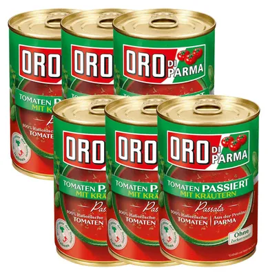 Obrázek produktu pro Oro di Parma Rajčata vyzrálá na slunci s bylinkami 425ml balení po 6 kusech