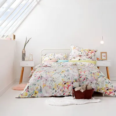 Produktbild von Estella Mako-Satin Bettwäsche 155x220 Melia quitte Blumen Aquarell bunt 7884-705