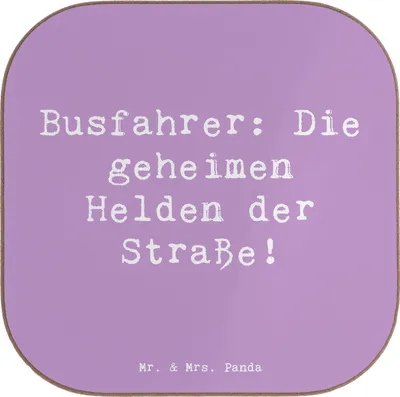 Produktbild von Mr. & Mrs. Panda Getränkeuntersetzer Spruch Busfahrer Helden - Lavendeltraum - Geschenk, Danke sagen, Coaster, Geduld, Geschenke, Dankbarkeit, charmant, geheime, Bedanken