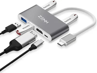 Produktbild von USB C Hub 6 in 1 - USB C naar USB - USB C dock - USB 3.0 - 4K UHD HDMI - Voor Mac Book / IPAD / Apple / Chromebook / HP / Asus / Lenovo - Ethernet - ZenXstore®