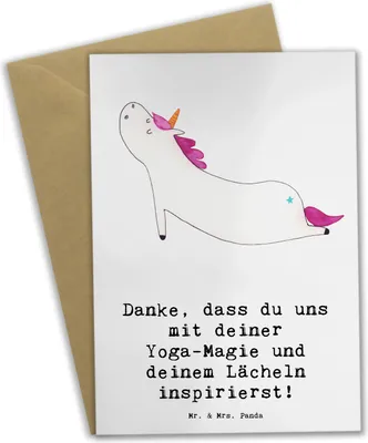 Produktbild von Mr. & Mrs. Panda Klappkarte Yoga Trainerin Inspiration - Weiß - Geschenk, Meditation, Grußkarten, vatertagskarte, weihnachtskarten, innerer Frieden, Sportart, Danksagung