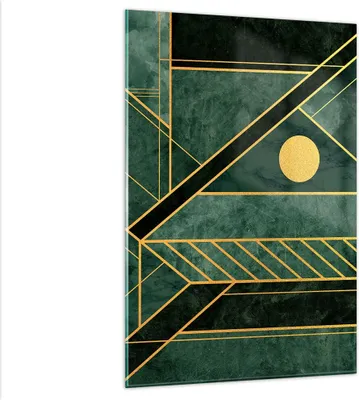 Produktbild von Bilder auf glas - Einteilig - Grün Stück geometrisch - 80x120cm - Glasbilder - Wandbilder - Bilder - zum Aufhängen bereit - Wanddekoration aus Glas - Glas Bilder - Wandbild auf Glas - GPA80x120-4797