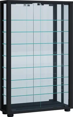 Image de LumoMini vitrine avec miroir 2 portes en verre noir.
