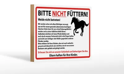 Produktbild von Holzschild Hinweis 18x12cm Bitte nicht füttern Pferde