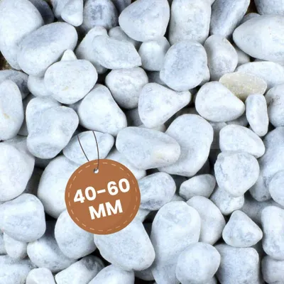 Produktbild von Kieselsteine Garten Zierkies Weiß 40-60 mm 25 kg Aquarium Kies Carrara Marmorkies Dekostein Weiße Kieselsteine Zierstein Marmor Kies Weiß Gabionen Steine