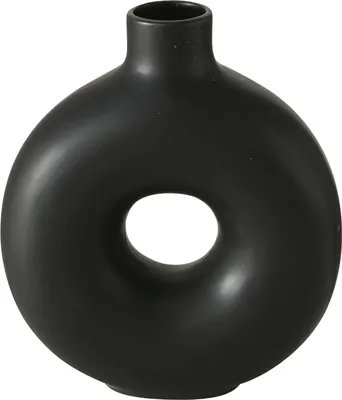 Image de Boltze Vase Set Lanyo noir Vase à fleurs en céramique, forme ronde