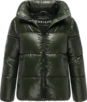 Produktbild von Marikoo Damen Winter Steppjacke Hazalee – gesteppt, Puffer Anorak mit hochschließendem Kragen, Dark Olive L - 40