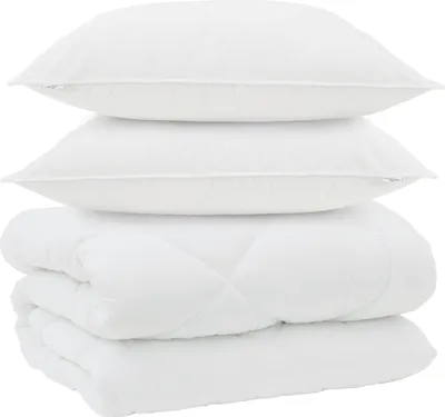 Produktbild von vidaXL Winterbettdecke mit Kissen 3 pcs Weiß Mikrofaser