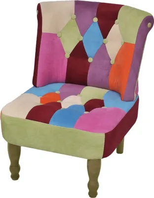 Image de The Living Store Fauteuil français avec design patchwork Tissu