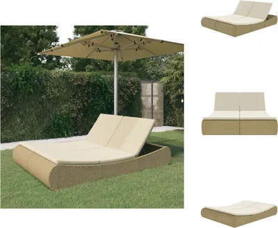 Image de vidaXL Îlot de détente d'extérieur en rotin synthétique beige -  Lits de jardin
