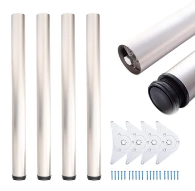 Produktbild von 4x sossai Premium Tischbeine im Edelstahl-Design 110cm / Ø60mm höhenverstellbare Tischfüße