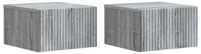 Image de vidaXL Table de chevet murale, lot de 2, gris Sonoma, 33 x 34,5 x 20 cm