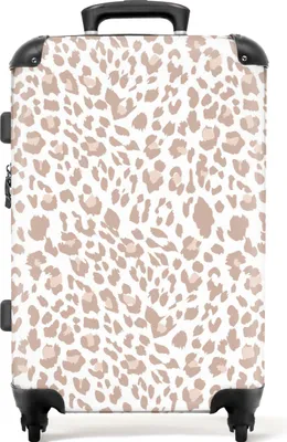 Produktbild von NoBoringSuitcases.com® Großer Koffer - Tiermuster - Braun - Safari - Frau - Panther - Kombinationsschloss TSA - Hartschalen Trolley 4 Rollen - 72 liter - Reisekoffer - 66 cmKoffer Mittelgroß 67x43x25 cm, 72L,