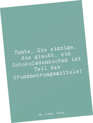 Produktbild von Mr. & Mrs. Panda Postkarte Spruch Tante Schokoladenkuchen - Meeresbrise - Geschenk, Geschenke, Humor, Ansichtskarten, Geburtstage, Verwandtschaft, Fotokarte, Familie