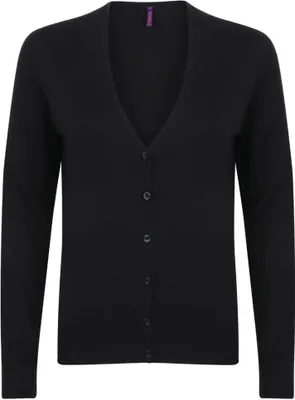 Produktbild von Henbury Damen Strickjacke mit V-Ausschnitt RW4756 (2XL) (Schwarz)