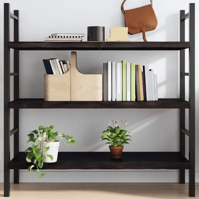 Obrázek produktu pro Maison Exclusive – Nástěnná police, tmavě hnědá, rozměry 120x50x(2-4) cm, masivní dřevo, dub, ošetřená