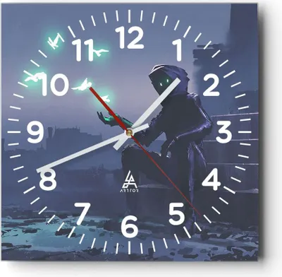 Produktbild von Wanduhr - Quadrat - Glasuhr - Fantasie Kreatur - 40x40cm - Schleichendes Uhrwerk - Lautlos - zum Aufhängen bereit - Dekoration Modern - Wanddekoration aus Glas - C4AC40x40-4092