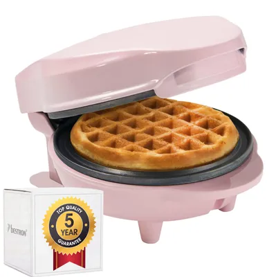 Zdjęcie produktu dla Mini gofrownica Bestron do klasycznych gofrów, mała gofrownica z nieprzywierającą powłoką, na przyjęcia urodzinowe dla dzieci, uroczystości rodzinne, Wielkanoc lub Boże Narodzenie, w stylu retro, 550 W, kolor: różowy