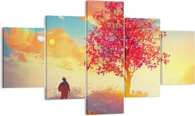 Produktbild von Bild auf Leinwand - Leinwandbild - Baum Wiese Feld - 125x70cm - Wand Bild - Wanddeko - Wandbilder - Leinwanddruck - Bilder - Kunstdruck - Wanddekoration - Leinwand bilder - Wandkunst - EA125x70-3715