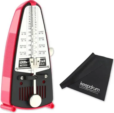 Zdjęcie produktu dla Wittner Metronome Taktell Piccolo mechaniczny ciemnoróżowy ze ściereczką
