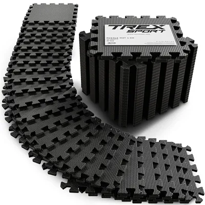 Produktbild von TREX SPORT Bodenschutzmatte Puzzlematte 24 Stk. Set TX-010PM |1cm EVA Schaumstoff Unterlegmatte für Fitnessgeräte |Bodenschutz rutschfest, wasserdicht