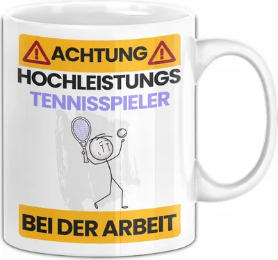 Produktbild von Tennisspieler Tasse Geschenk Lustiger Spruch Geschenkidee für Tennisspieler Achtung Hochleistungs Tennisspieler Bei Der Arbeit (Weiß)