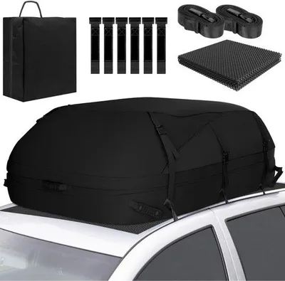 Produktbild von Famanu Autodachbox 550 l - wasserdicht, mit 6 stabilen Riemen, Antirutschmatte und Aufbewahrungstasche (schwarz)