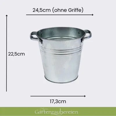 Produktbild von Zinkeimer 7L verzinkt mit Griffen – Robuster Metalleimer wasserdicht für Garten, Haushalt & Deko