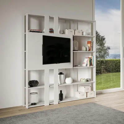 Immagine prodotto di Libreria Moderna 5 Ripiani con Pannello per TV 178x36x204 cm in nobilitato Bianco