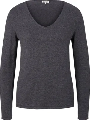 Produktbild von Tom Tailor Front Logo Coin Pullover Mit V-ausschnitt Grau XS Frau Grau XS