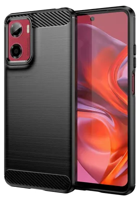 Obrázok produktu pre Pre Motorola Moto E15 – puzdro na mobil z TPU s textúrou v štýle uhlíkových vlákien a brúseným povrchom, čierne