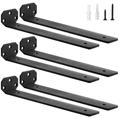 Image de Support mural invisible, robuste, en métal noir, 30 cm, lot de 6, capacité de charge : 50 kg