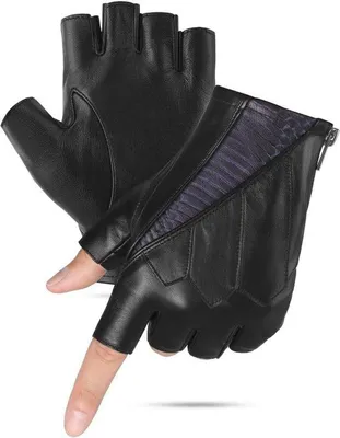 Produktbild von Fingerlose Lederhandschuhe für Herren - Halbe Finger, Schapenvacht